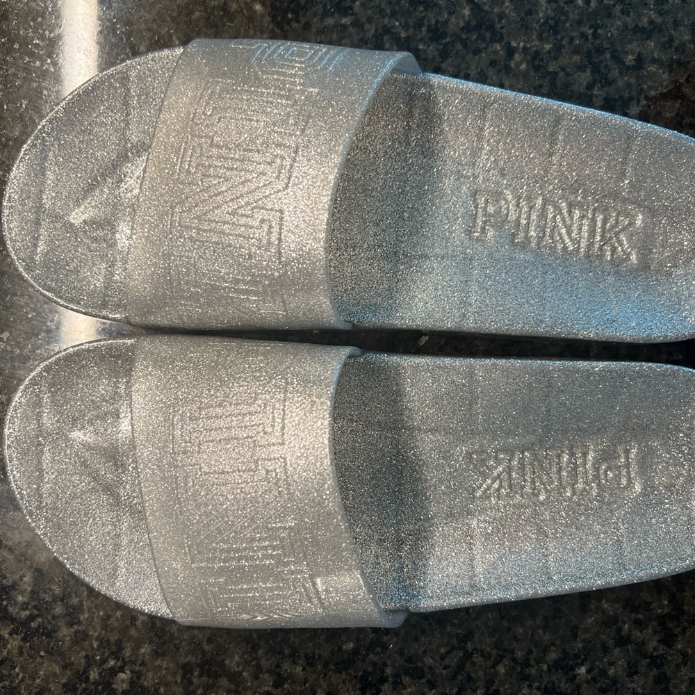 PINK Victoria's Secret Silver Slides